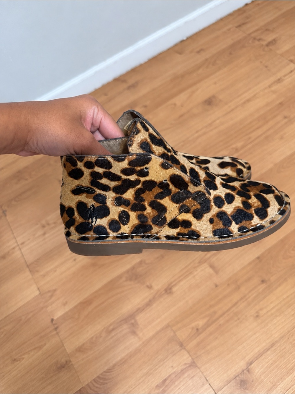 Polo by Ralph Lauren Leopard Print Kids Ankle Boots - Brown/Black